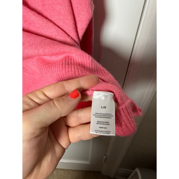 Vince Camuto Bright Pink Turtleneck Oversized Slouchy Sweater Women's Large - Picture 6 of 8